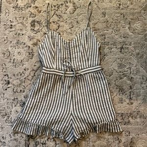 Grey and white striped romper